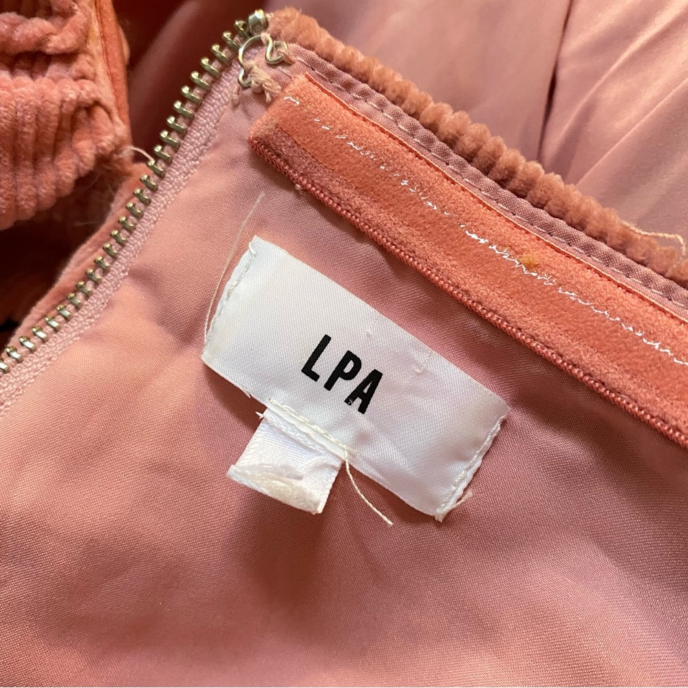 LPA pink Corduroy Zip Up Bustier long puffy puff sleeve square neck top - Picture 11 of 15